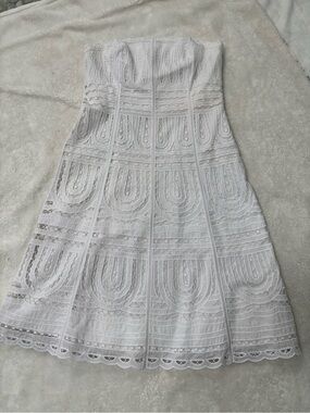 Ann Taylor White Strapless Lace A-Line Dress - WORN ONCE